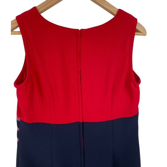 Studio I Women SIze 8 Red & Blue Sleeveless Dress Suit Jacket Set Nautical - Picture 12 of 15